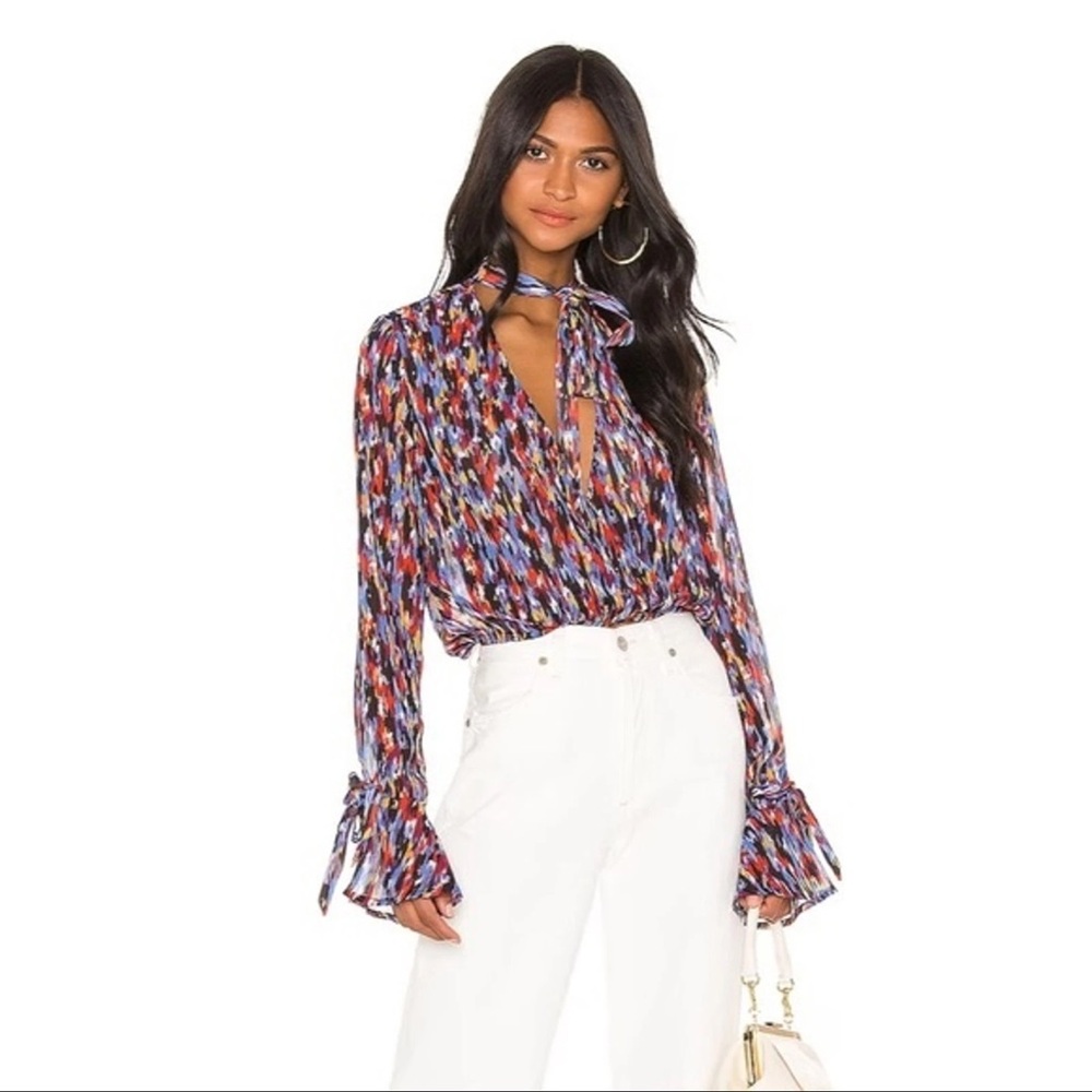 House of Harlow 1960 Jolie Tie Cuff Blouse Sz Small